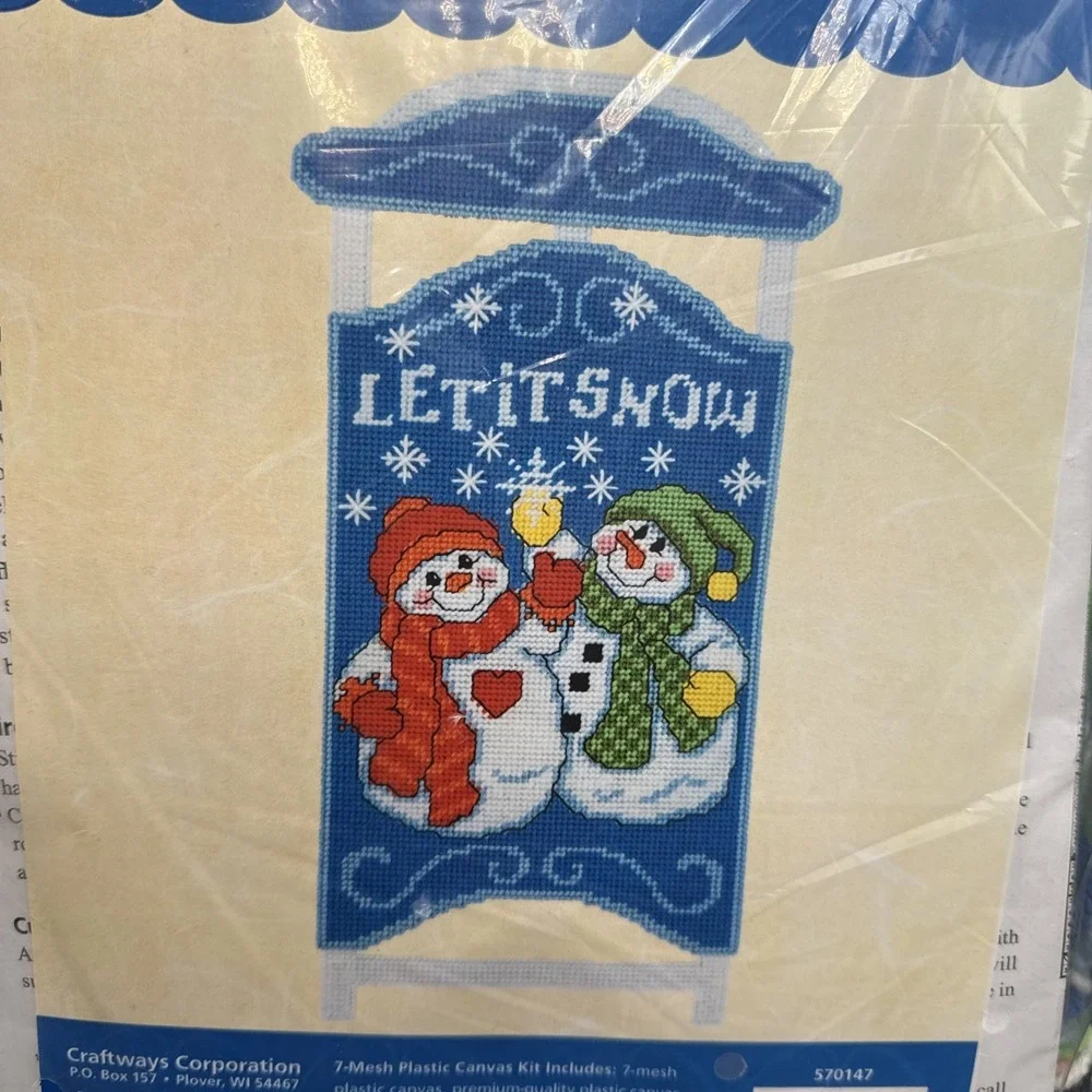 Christmas Needlepoint Kit Let It Snow Sled Wall Hanging~ 10 X 24